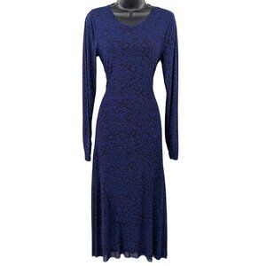 Leopard Print Mesh Midi Dress Women Size M Bodycon Y2K Goth Grunge Long Sleeve